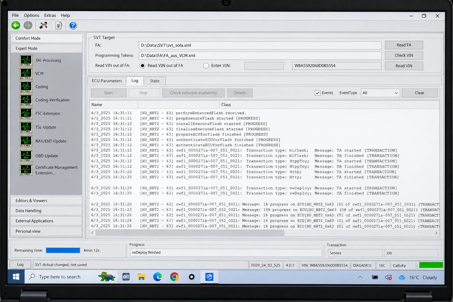 BMW E-Sys programming and coding on the diagnostic laptop